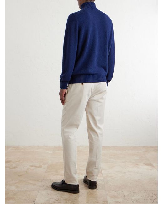 Brunello Cucinelli Blue Alpaca-Blend Rollneck Sweater for men