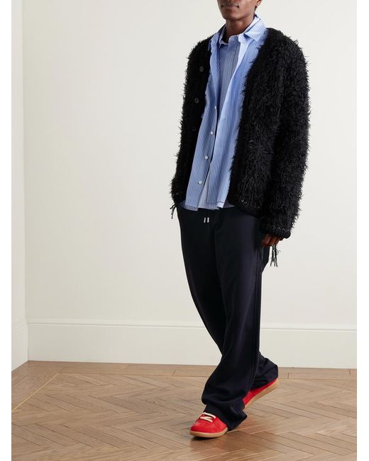 Dries Van Noten Blue Straight-Leg Cotton-Jersey Sweatpants for men
