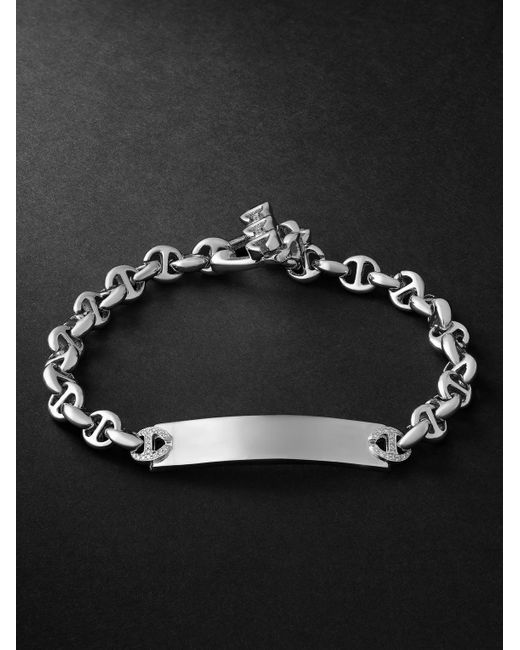 Hoorsenbuhs 5 mm Open-Link Monogram Armband aus Sterlingsilber mit Diamanten in Black für Herren