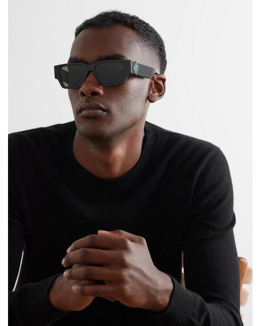Dior Black Cd Diamond S5I Rectangular Acetate And Malachite Sunglasses for men