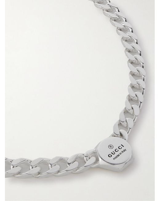 Gucci White Sterling Silver Chain Necklace for men