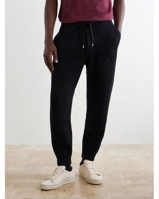 Brunello Cucinelli Blue Cashmere Drawstring Sweatpants for men
