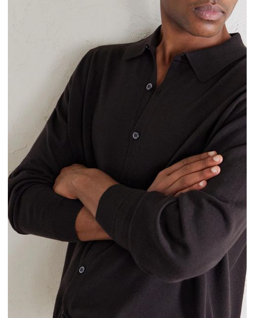 John Smedley Black Tibor Merino Wool Cardigan for men