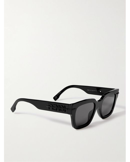 Fendi Black Graphy Sqaure-frame Acetate Sunglasses for men
