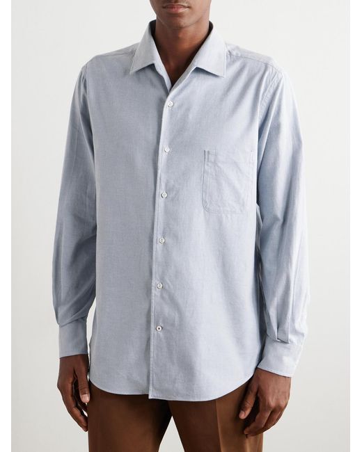 Loro Piana White André Cotton-Flannel Shirt for men