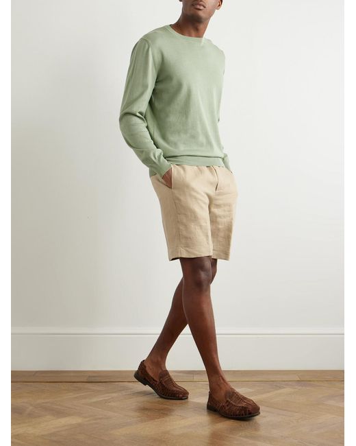 Canali Natural Straight-Leg Linen Drawstring Shorts for men