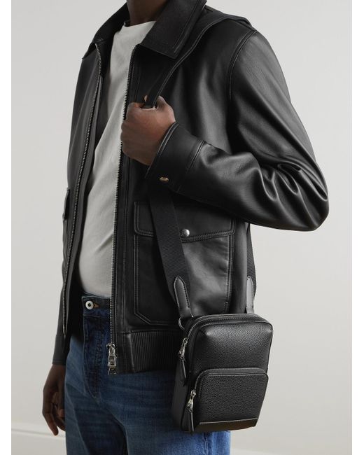 Dunhill Black 1893 Harness North South Full-Grain Leather Messenger Bag for men