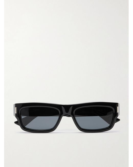 Saint Laurent Black Rectangular-Frame Acetate Sunglasses for men