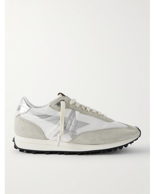 Golden Goose Deluxe Brand White Marathon Leather And Suede-Trimmed Nylon Sneakers for men