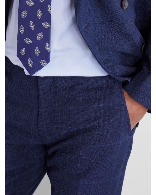 Mr P. Blue Slim-Fit Tapered Checked Wool-Blend Suit Trousers for men