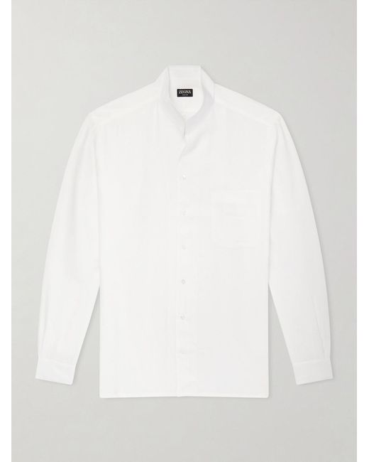 Zegna White Oasi Linen Shirt for men