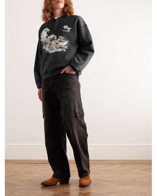 Felpa henley in jersey di cotone con logo Wilderness di CHERRY LA in Black da Uomo