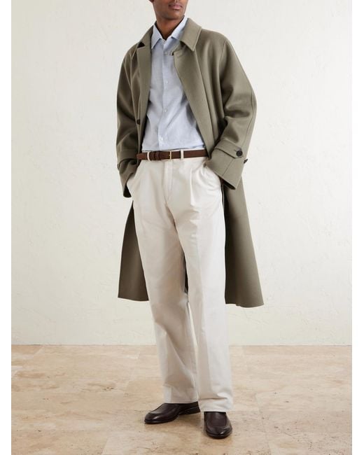 Mr P. White Cutaway-Collar Cotton, Linen And Cashmere-Blend Shirt for men