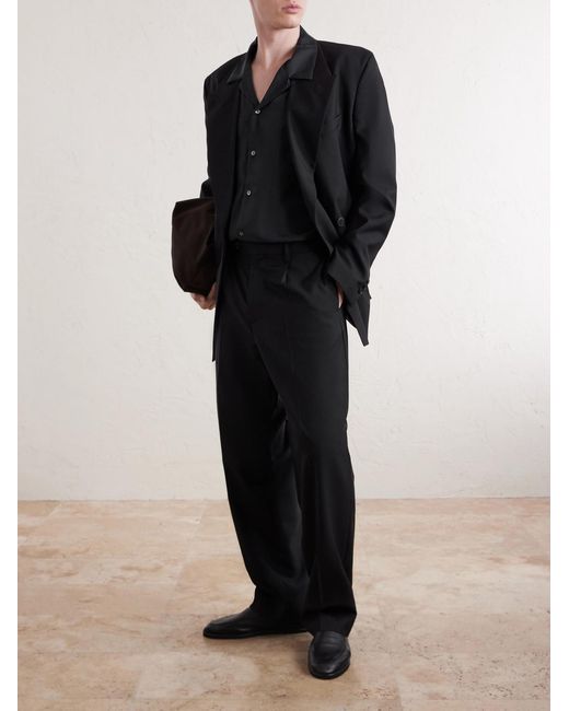 Ssstein Blue Convertible-Collar Oversized Twill Shirt for men