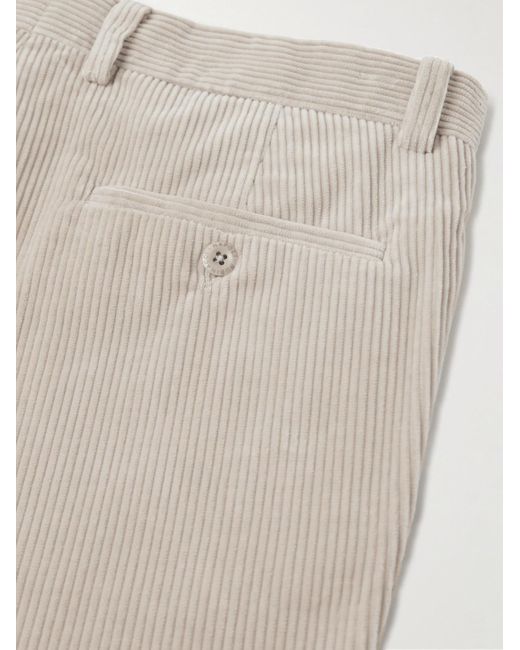 Rubinacci Natural Modluca Straight-leg Pleated Cotton-corduroy Trousers for men