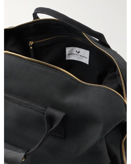 Weekender Leather-Trimmed Cotton-Canvas Holdall di Bennett Winch in Black da Uomo