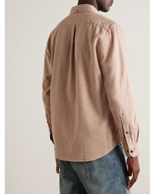 Portuguese Flannel Natural Estudo Button-down Collar Checked Organic Cotton-flannel Shirt for men