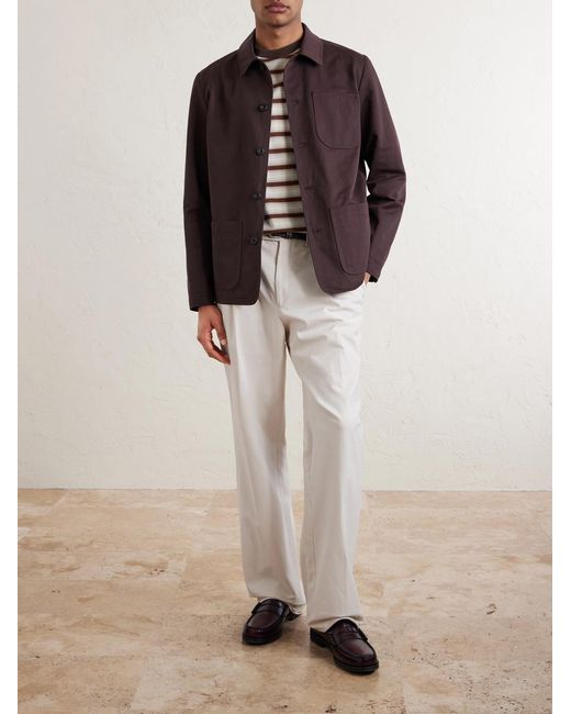 Altea Brown Constantin Cotton And Linen-Blend Overshirt for men
