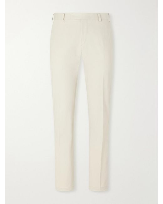 Brioni White Straight-Leg Stretch-Cotton Gabardine Trousers for men