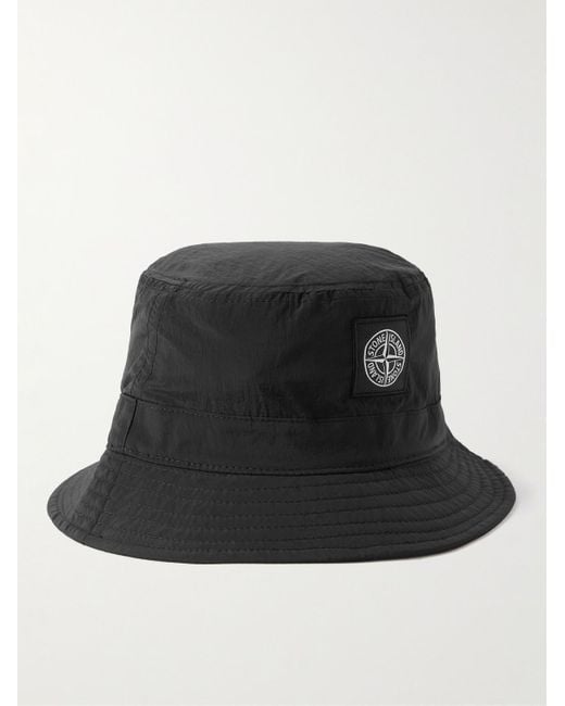 Stone Island Logoappliquéd Shell Bucket Hat in Black for Men Lyst UK