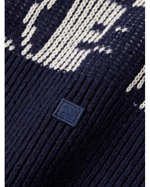 Acne Blue Katch Wool And Cotton-blend Jacquard-knit Sweater for men