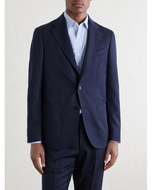 Caruso Blue Twill Suit Jacket for men