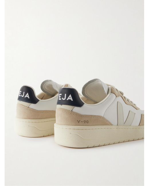 Veja Natural V-90 Suede And Leather Sneakers for men