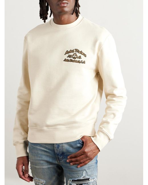 Amiri Natural Logo-embroidered Cotton-jersey Sweatshirt for men