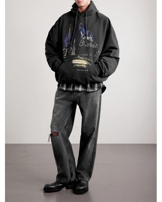 Vetements Blue Paris Tourist Printed Cotton-blend Jersey Hoodie for men