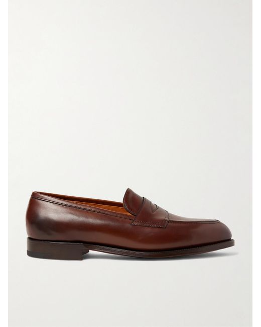 Edward Green Brown Piccadilly Leather Penny Loafers for men
