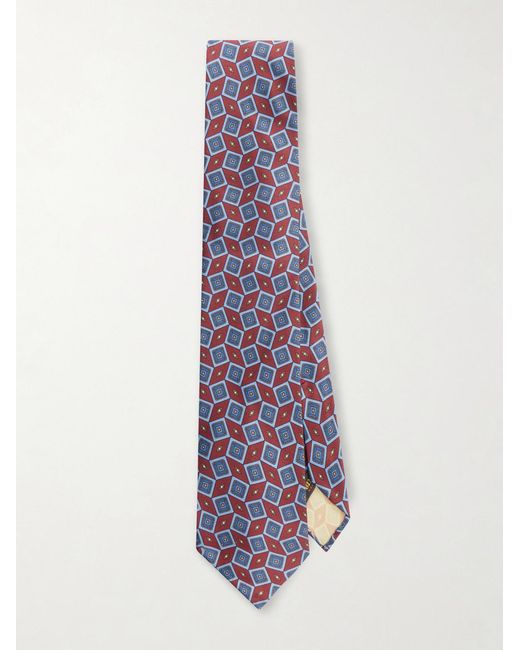 Rubinacci Blue 9Cm Printed Silk-Twill Tie for men