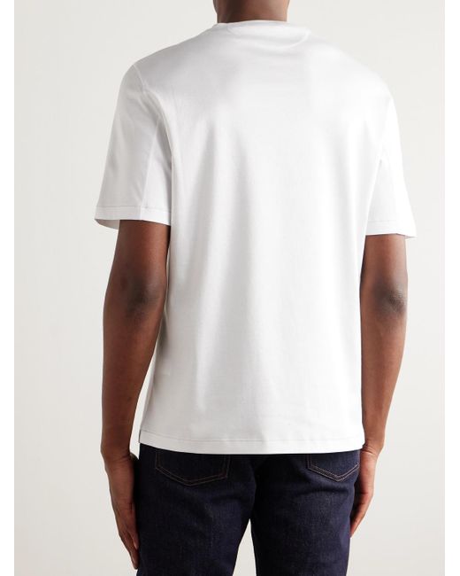 Brunello Cucinelli White Logo-Embroidered Cotton-Jersey T-Shirt for men
