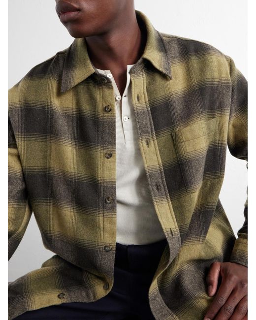 A.P.C. Green Malaury Checked Wool-Blend Flannel Shirt for men