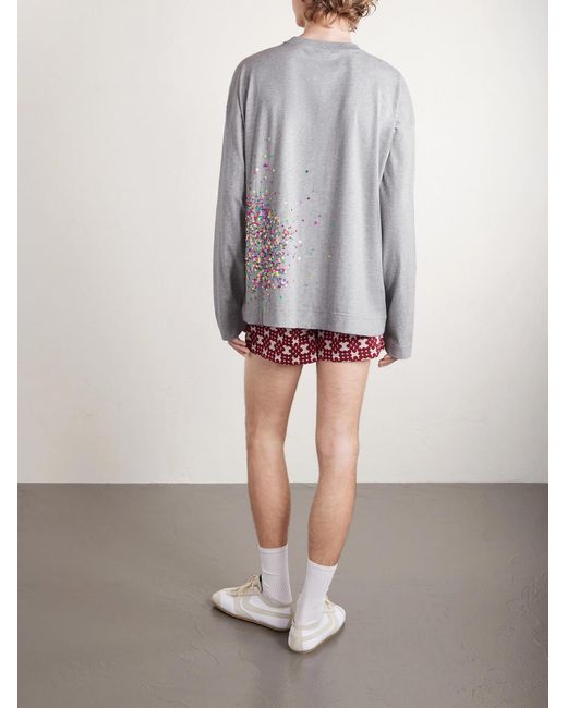 Dries Van Noten White Embellished Cotton-Jersey T-Shirt for men
