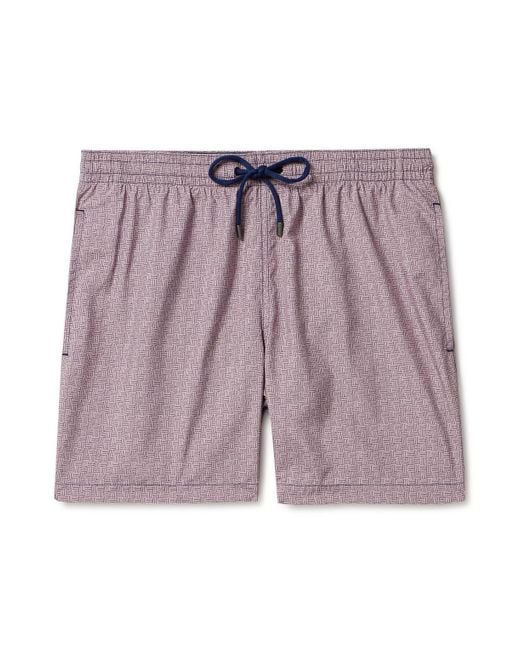 Canali Purple Straight-leg Mid-length Printed Shell Swim Shorts for men