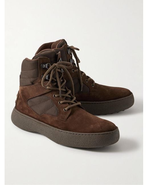 Tod's Brown Mesh And Suede Boots for men