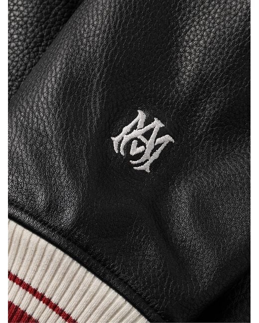 Amiri Black Leather Bomber Jacket for men