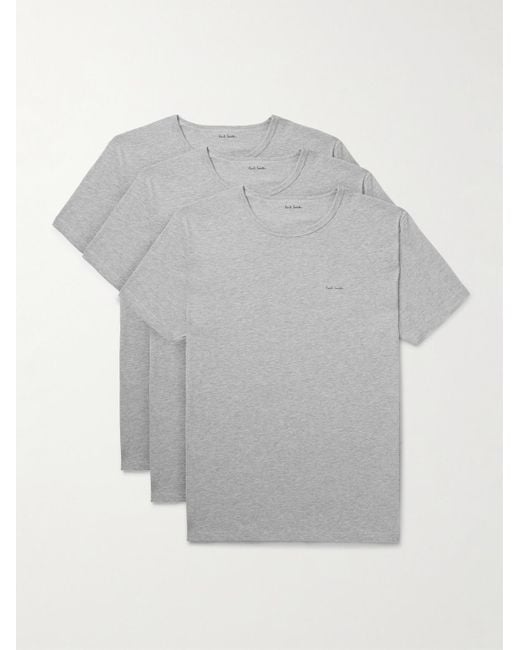 Paul Smith Gray Three-pack Logo-print Organic Cotton-jersey T-shirts for men