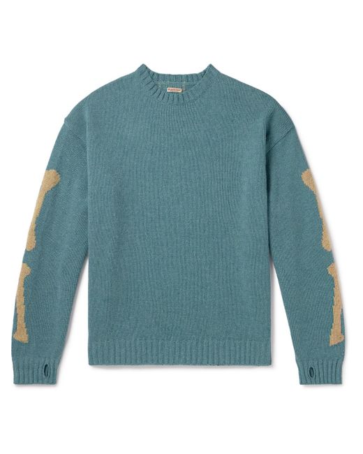 Kapital Blue 5g Intarsia Wool Sweater for men