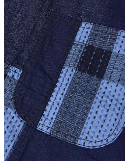 Beams Plus Blue Patchwork Denim Jacket for men