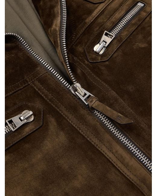 Tom Ford Brown Slim-Fit Suede Jacket for men