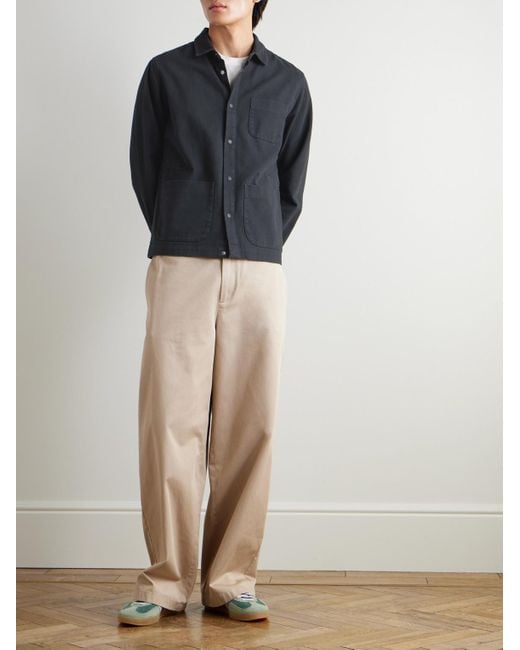 Folk Blue Assembly Garment-Dyed Cotton-Twill Overshirt for men