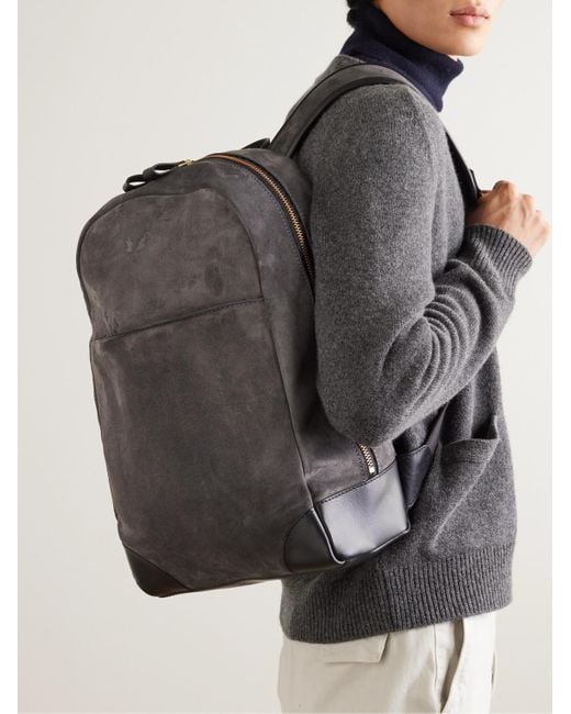 Bennett Winch Gray Leather-trimmed Suede Backpack for men