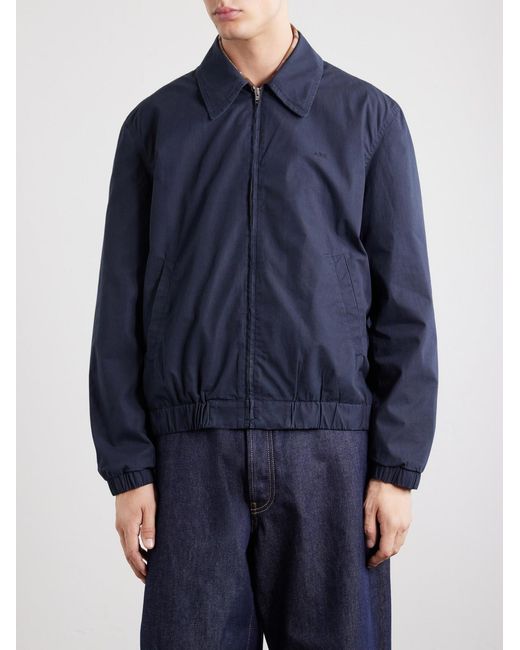 A.P.C. Blue William Logo-embroidered Cotton-gabardine Blouson Jacket for men