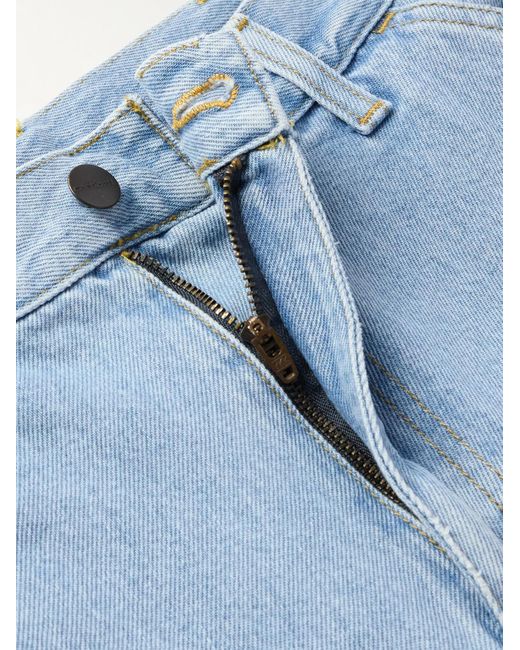 Carhartt Blue Single Knee Straight-leg Logo-appliquéd Jeans for men