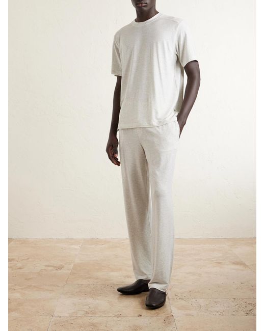 Zimmerli of Switzerland White Tapered-Leg Stretch-Tencel Lyocell Pyjama Trousers for men