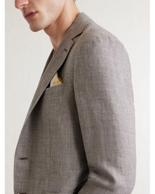 Canali Gray Kei Linen And Wool-Blend Blazer for men