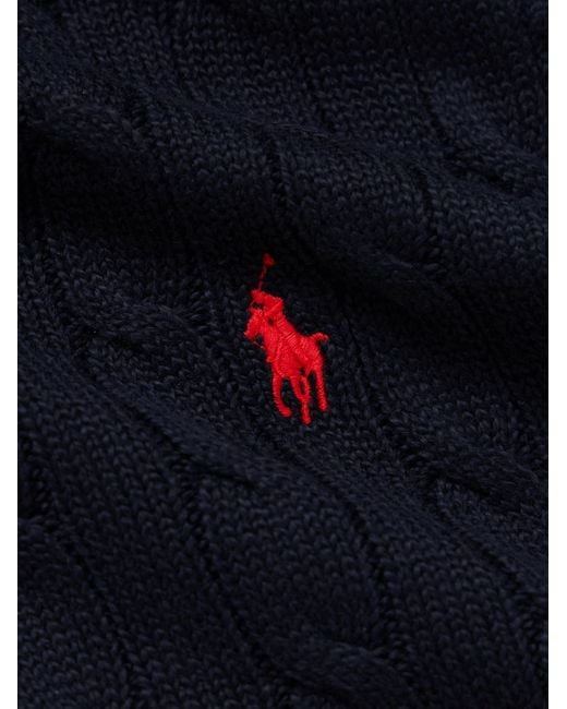 Polo Ralph Lauren Blue Slim-fit Logo-embroidered Cable-knit Cotton Sweater Vest for men