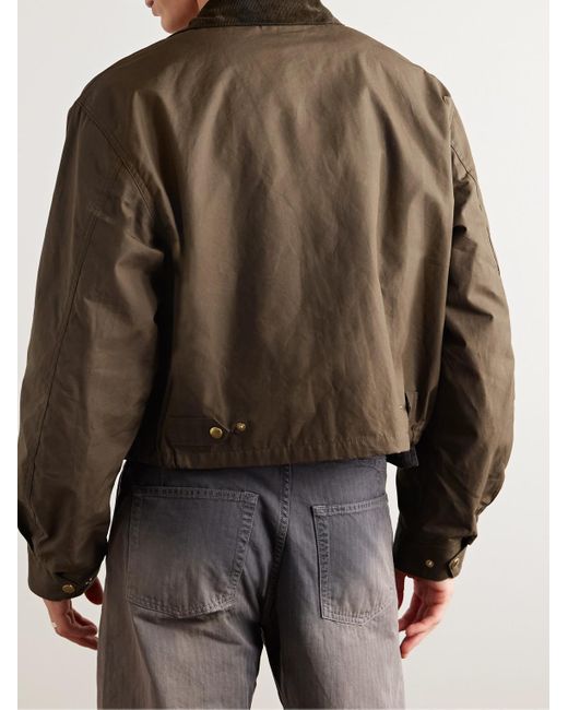 Kapital Natural Drizzler Cropped Corduroy-Trimmed Oiled-Cotton Jacket for men
