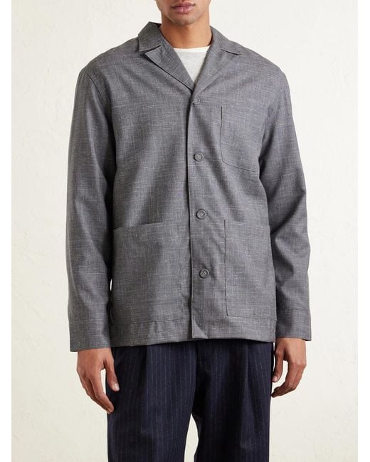Officine Generale Gray Sheldon Camp-collar Virgin Wool for men